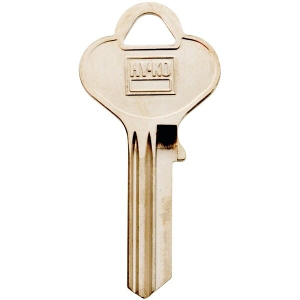 Hy-Ko Key Blank, Brass, Nickel, For: Taylor Cabinet, House Locks and Padlocks - 11010T7
