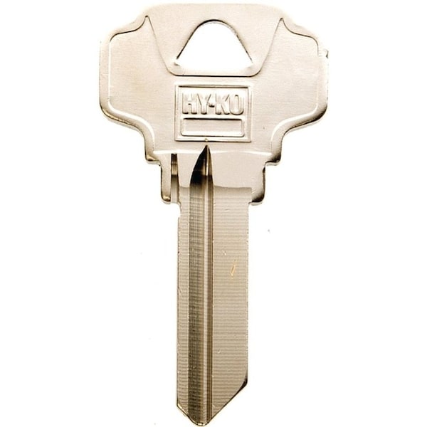 Hy-Ko Key Blank, Brass, Nickel, For Schlage Cabinet, House Locks and Padlocks - 11010SC1D