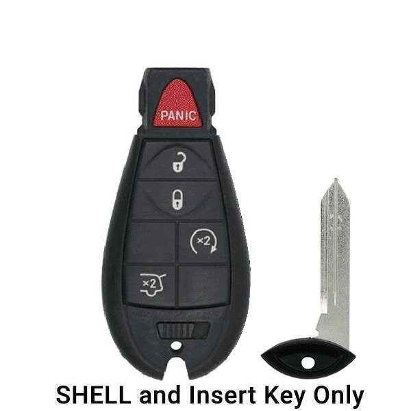 Keyless Factory KeylessFactory: Chrysler Dodge Jeep / 5-Button Fobik Key SHELL / Hatch & Remote Start - ORS-FBK-05