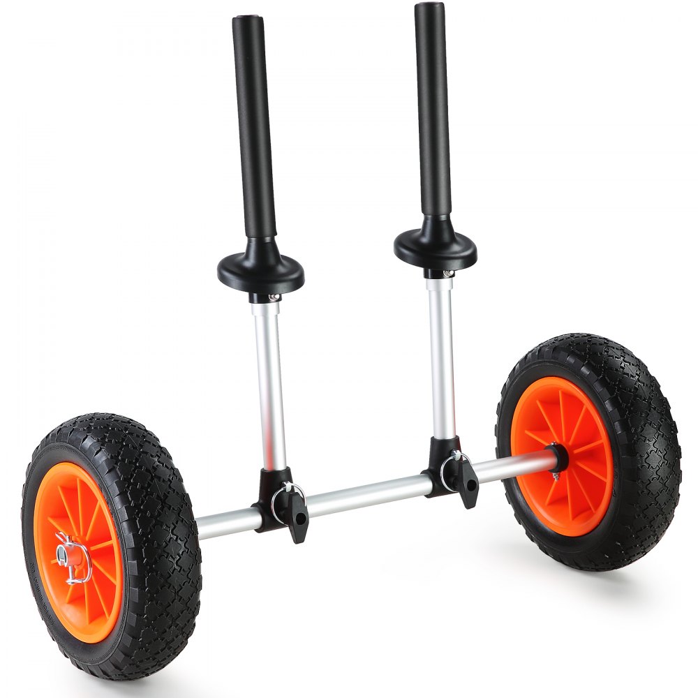 VEVOR Heavy Duty Kayak Cart, 280lbs Load Capacity, Detachable Canoe Trolley Cart with 10'' Solid Tires, Adjustable Width & Top Foam Protection, for Kayaks with Drain Holes of 2.54cm and Above - C280LBS10INCHASOUV0