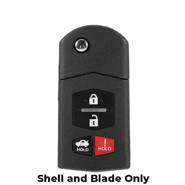 Keyless Factory Keyless Factory: 2006-2015 Mazda / 4-Button Remote Flip Key Shell / BGBX1T478SKE125-01 - FKS-MAZ-044