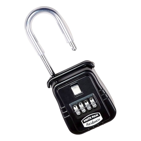 South Main Hardware Shackle Mounted Key Storage Box with Resettable Lock Combination, Black - 810142