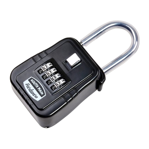 South Main Hardware Shackle Mounted Key Storage Box with Resettable Lock Combination, Black - 810142