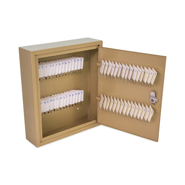 Controltek Key Lockable Key Cabinet, 60-Key, Metal, Sand, 10.63 x 3 x 12.13 - 500131