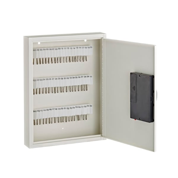 Adiroffice 60-Key Steel Heavy-Duty Digital Lock Key Cabinet, White - ADI680-60-WHI