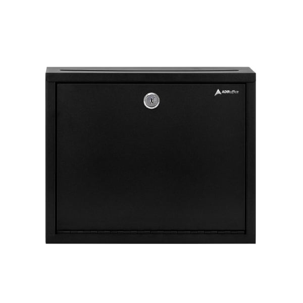 Adiroffice Wall Mountable Large Steel  Drop Box, PK2 - ADI631-03-BLK-2PK
