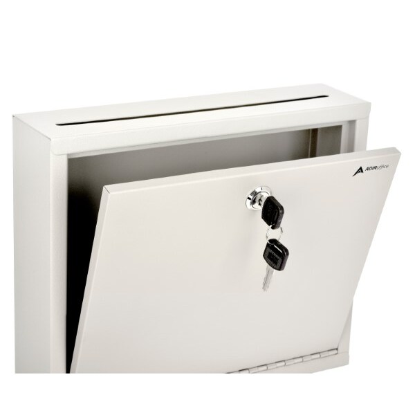 Adiroffice Wall Mountable Large Steel  Drop Box, PK2 - ADI631-03-WHI-2PK