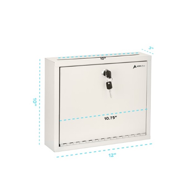 Adiroffice Wall Mountable Large Steel  Drop Box, PK2 - ADI631-03-WHI-2PK