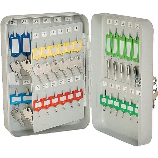 Prosource Key Box, Keyed Lock, Steel, Light Gray, 7 in W, 9.875 in H, 3 in D - TS0070-3L