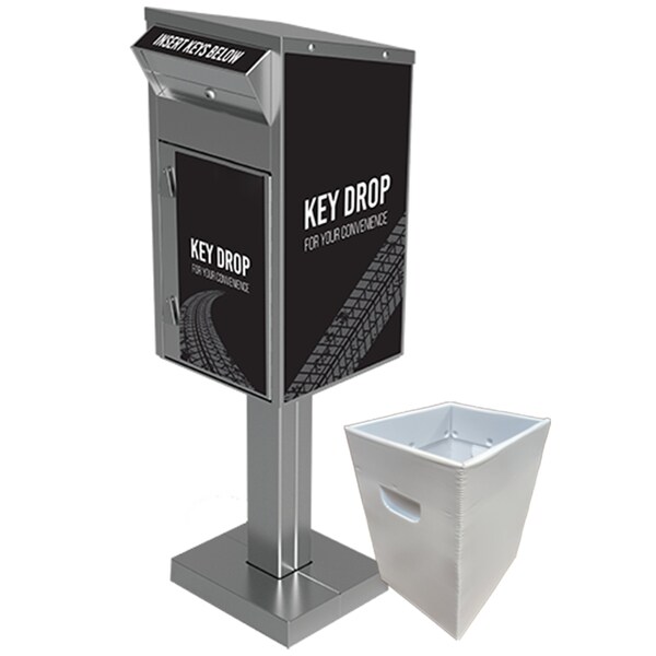 American Security Cabinets Medium Key Drop Box 610 With Plastic Collection Tote - KD-610-SS-OC-PCT-KB