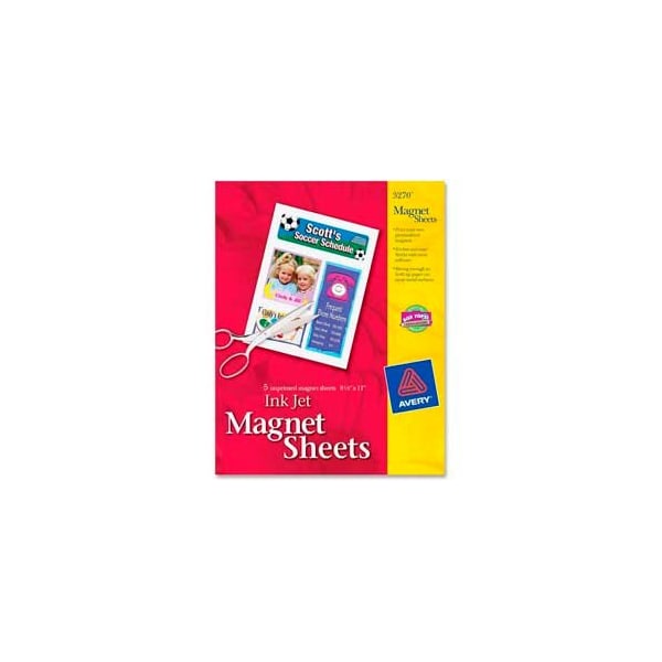 Avery Dennison Magnet Sheets, Printable, Inkjet, 8-1/2x11in 5/BX - 3270