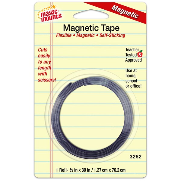 Magic Mounts Self-Sticking Magnetic Tape Roll, 1/2in. x 30in., 12PK - 3262