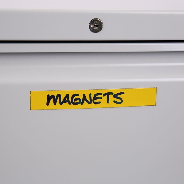 Mastervision 25 Magnetic Dry Erase Yellow Strips, .875"x6", Color Code & Calendar Boards, Writable/Erasable, PK25 - FM2503