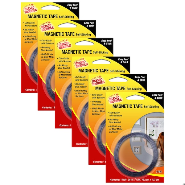 Magic Mounts Magnetic Tape, 1/2in. x 30in. Roll, 6PK - 3762