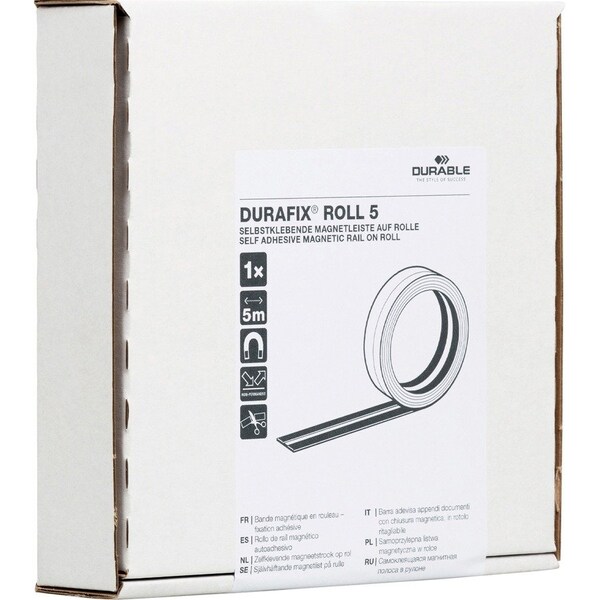 Durable Office Products DURAFIX Roll 5, Self Adhesive Magnetic Rail on Roll, Silver, 10PK - 470823