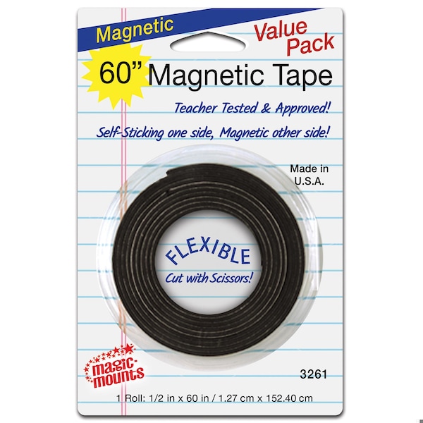 Magic Mounts Magnetic Tape, 1/2in. x 60in. Roll, 6PK - 3261