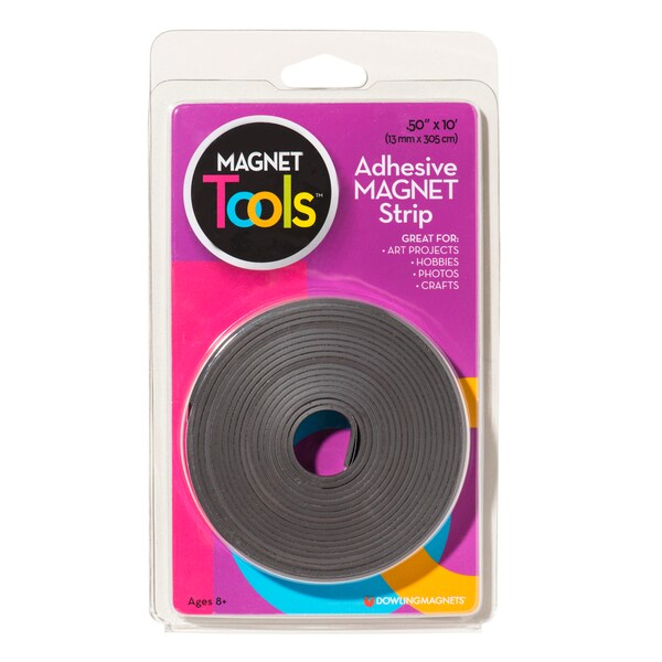 Dowling Magnets Adhesive Magnet Strip Roll, 0.5" x 10ft, PK6 - 735003