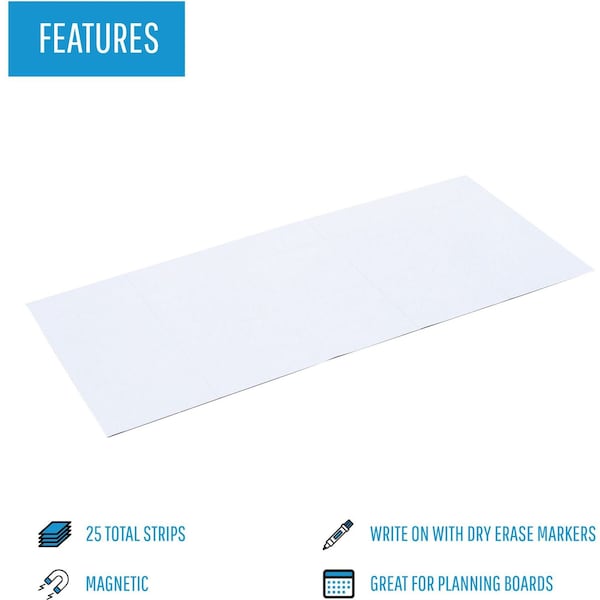 Mastervision Magnetic Tape Strips, 7/8"x2", White, PK25 - FM2418