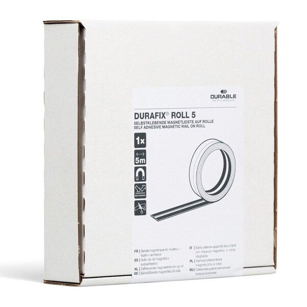 Durable Office Products DURAFIX Roll 5, Self Adhesive Magnetic Rail on Roll, Black, 10PK - 470801