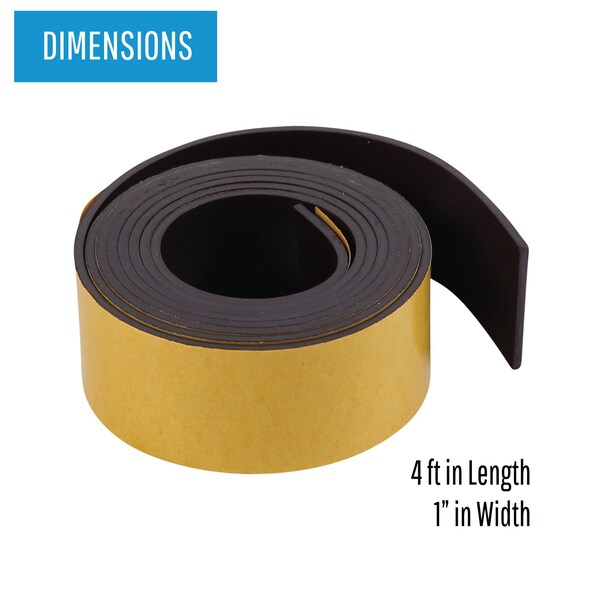 Mastervision 4'x1" Magnetic Tape Roll, Adhesive One Side, Labeling & Attaching to Magnetic Surfaces, Customizable - FM2020