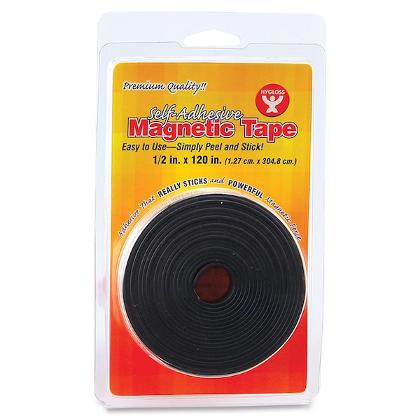 Hygloss Products Self-Adhesive Magnetic Tape Roll, 0.5" x 120", PK6 - 61410