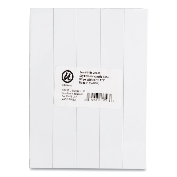 U Brands Dry Erase Magnetic Tape Strips, 6" x 0.88", White, PK25 - 5156U00-08