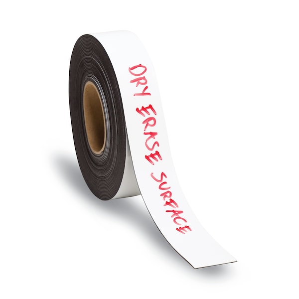 U Brands Dry Erase Magnetic Tape Roll, 2" x 50 ft, White - 5151U00-03