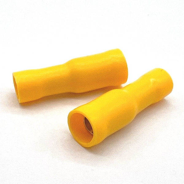 Boltsandnuts.com 200 piezas Conector hembra de bala completamente aislado de PVC/vinilo amarillo, AWG 12-10, 200PK - EL-1210-FBULLET-VY-200