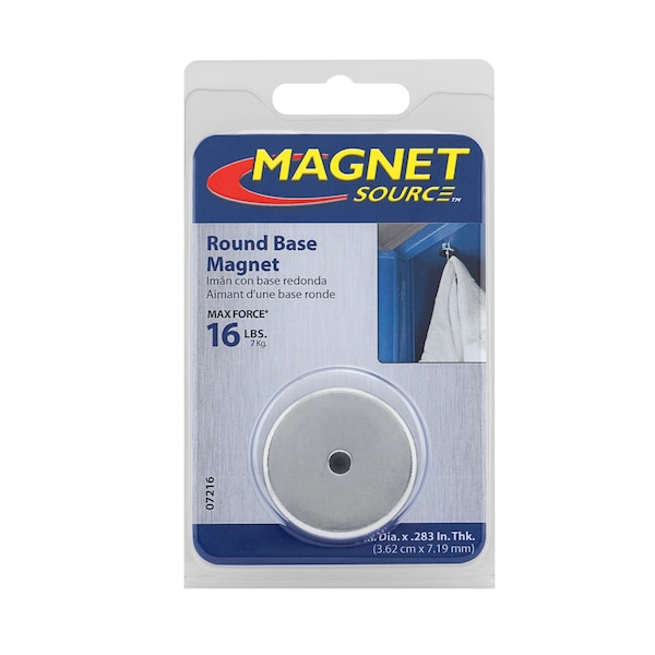 Master Magnetics Magnet Source .283 in. L X 1.42 in. W Silver Round Base Magnet 16 lb. pull 1 pc - 07216