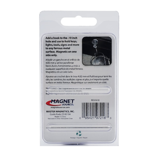 Master Magnetics Magnet Source .283 in. L X 1.42 in. W Silver Round Base Magnet 16 lb. pull 1 pc - 07216
