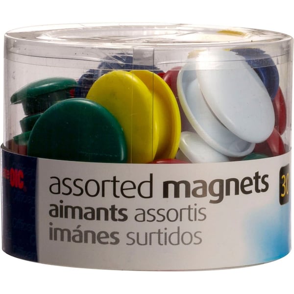 Oic Magnets, F/ Metal Presentation Board/File Cabinets, 30/PK, Ast. PK - OIC92500