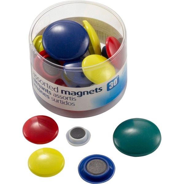 Oic Magnets, F/ Metal Presentation Board/File Cabinets, 30/PK, Ast. PK - OIC92500