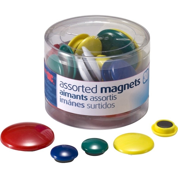 Oic Magnets, F/ Metal Presentation Board/File Cabinets, 30/PK, Ast. PK - OIC92500