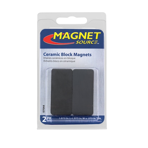 Master Magnetics Magnet Source 1.875 in. L X .875 in. W Black Block Magnets 3 lb. pull 2 pc - 07044