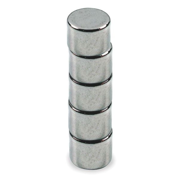 Zoro Select Disc Magnet, Neodymium, 2 lb. Pull, PK5 - 6YA13