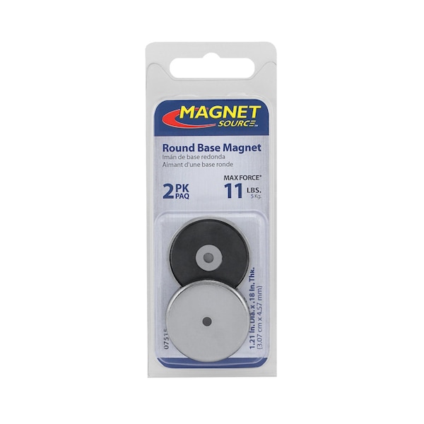 Master Magnetics Magnet Source .18 in. L X 1.21 in. W Silver Round Base Magnet 10 lb. pull 2 pc - 07515