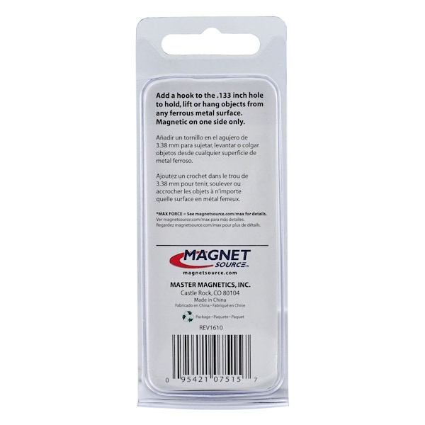 Master Magnetics Magnet Source .18 in. L X 1.21 in. W Silver Round Base Magnet 10 lb. pull 2 pc - 07515