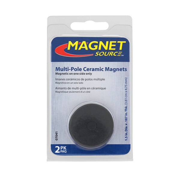 Master Magnetics Magnet Source .187 in. L X 1.5 in. W Black Disc Magnets 0.7 lb. pull 2 pc - 07041