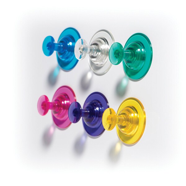 Dowling Magnets Magnet Tools Big Push Pin Magnets, 6 Colors, 18PK - 735021