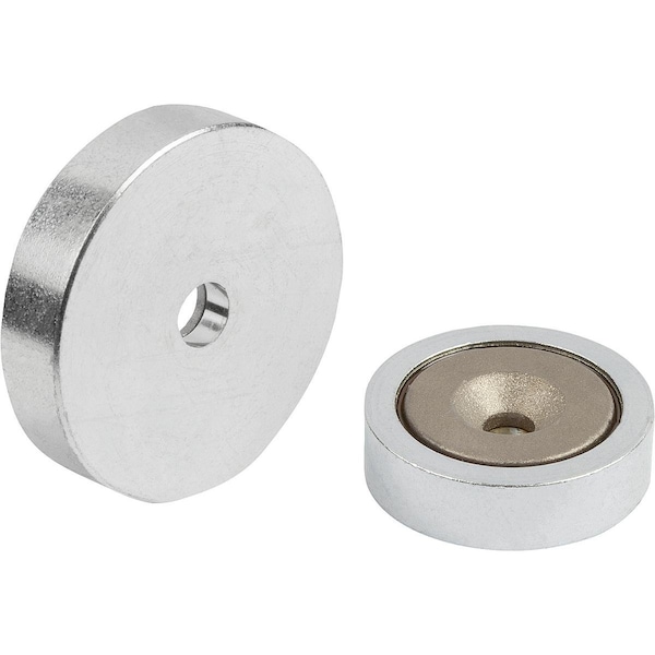 Kipp Magnet Shallow Pot Magnet H=8 Smco, Round, Comp:Steel, D1=5, 5, D=40 ±0, 2 - K1401.40