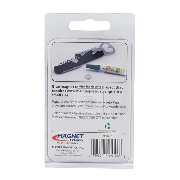 Master Magnetics Magnet Source .118 in. L X .472 in. W Silver Super Disc Magnets 4.3 lb. pull 6 pc - 07046