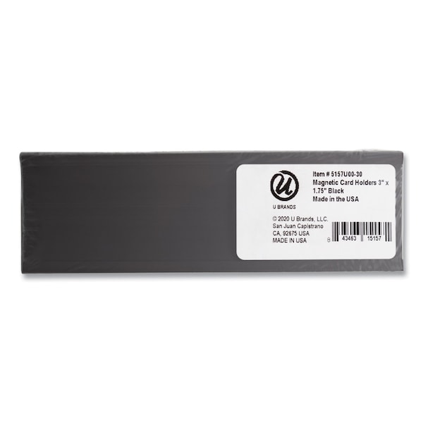U Brands Magnetic Card Holders, 3 x 1.75, Black, PK10 - 5157U00-30