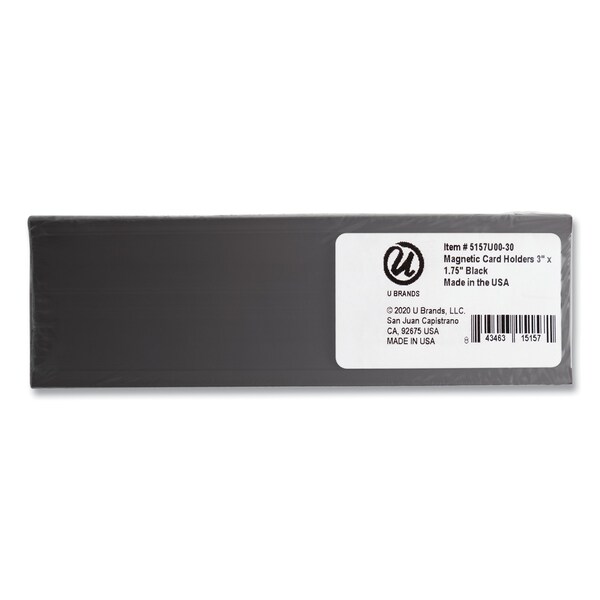 U Brands Magnetic Card Holders, 3 x 1.75, Black, PK10 - 5157U00-30