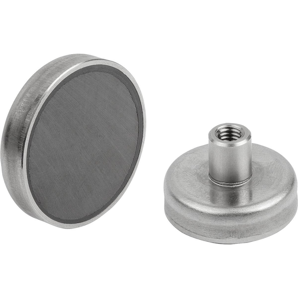 Kipp Magnet Shallow Pot Magnet M05, D=63 +0, 3/-0, 1, H1=22, Hard Ferrite, Round, Comp:Stainless Steel - K1400.163