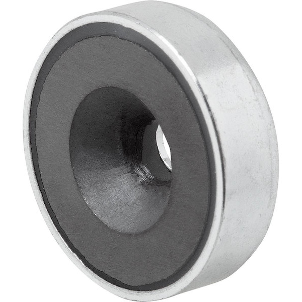Kipp Magnet Shallow Pot Magnet H=4, 5 Hard Ferrite, Round, Comp-Steel, D1=3, 3+/-0, 2, D=16 +/-0, 15 - K0555.01