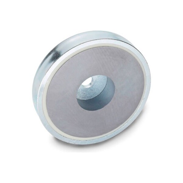 J.W. Winco JW Winco 50.4-HF-63-14-6.5 Retaining Magnet Assembly Disc-Shaped w/Thru Hole - 2.48" Diameter, Steel - 50.4-HF-63