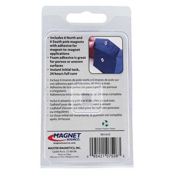 Master Magnetics Magnet Source 0.375 in. L X 0.375 in. W Silver Disc Magnets with Adhesive 1.68 lb. pull 12 pc - 07526