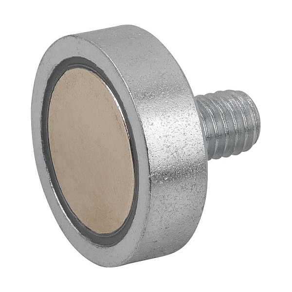 Kipp Magnet, neodymium, shallow pot, dia. 25 mm, M6 external thread - K0553.27