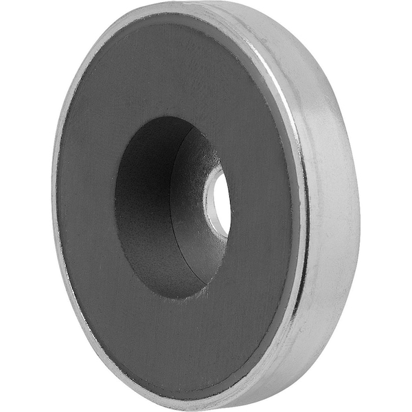 Kipp Magnet Shallow Pot Magnet H=18 Hard Ferrite, Round, Comp-Steel, D1=6, 5, D=80 +/-0, 25 - K0554.80