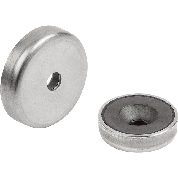 Kipp Magnet Shallow Pot Magnet H=7 Hard Ferrite, Round, Comp-Stainless Steel, D1=5, 5, D=25 +/-0, 15 - K1408.125